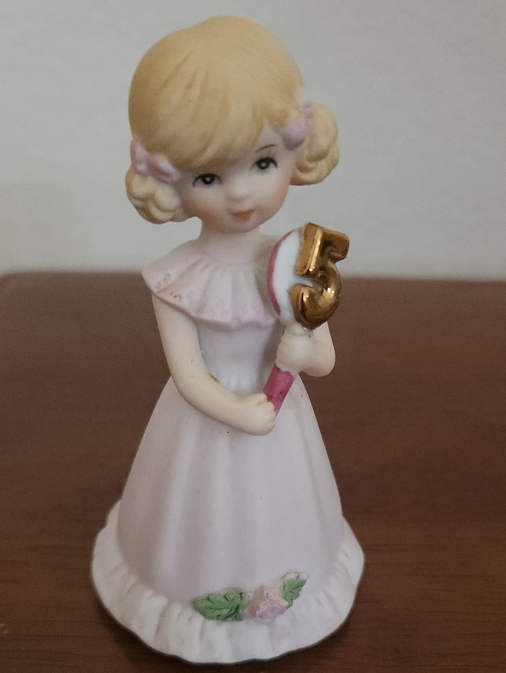 Vintage 1981 Enesco Porcelain Growing Up Birthday Girls Age 5 Blonde Hair